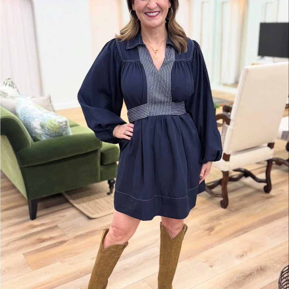 Ciebon Navy Belted mini dress